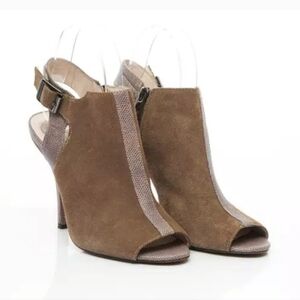 VINCE CAMUTO | Suede open toe heels taupe gray brown sz 10B